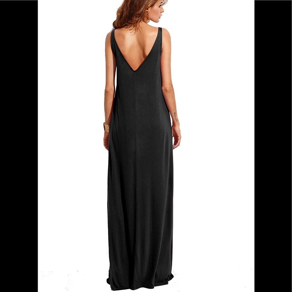 🆕 Deep V Neck Summer Beach Maxi Long Dress - Picture 2 of 2